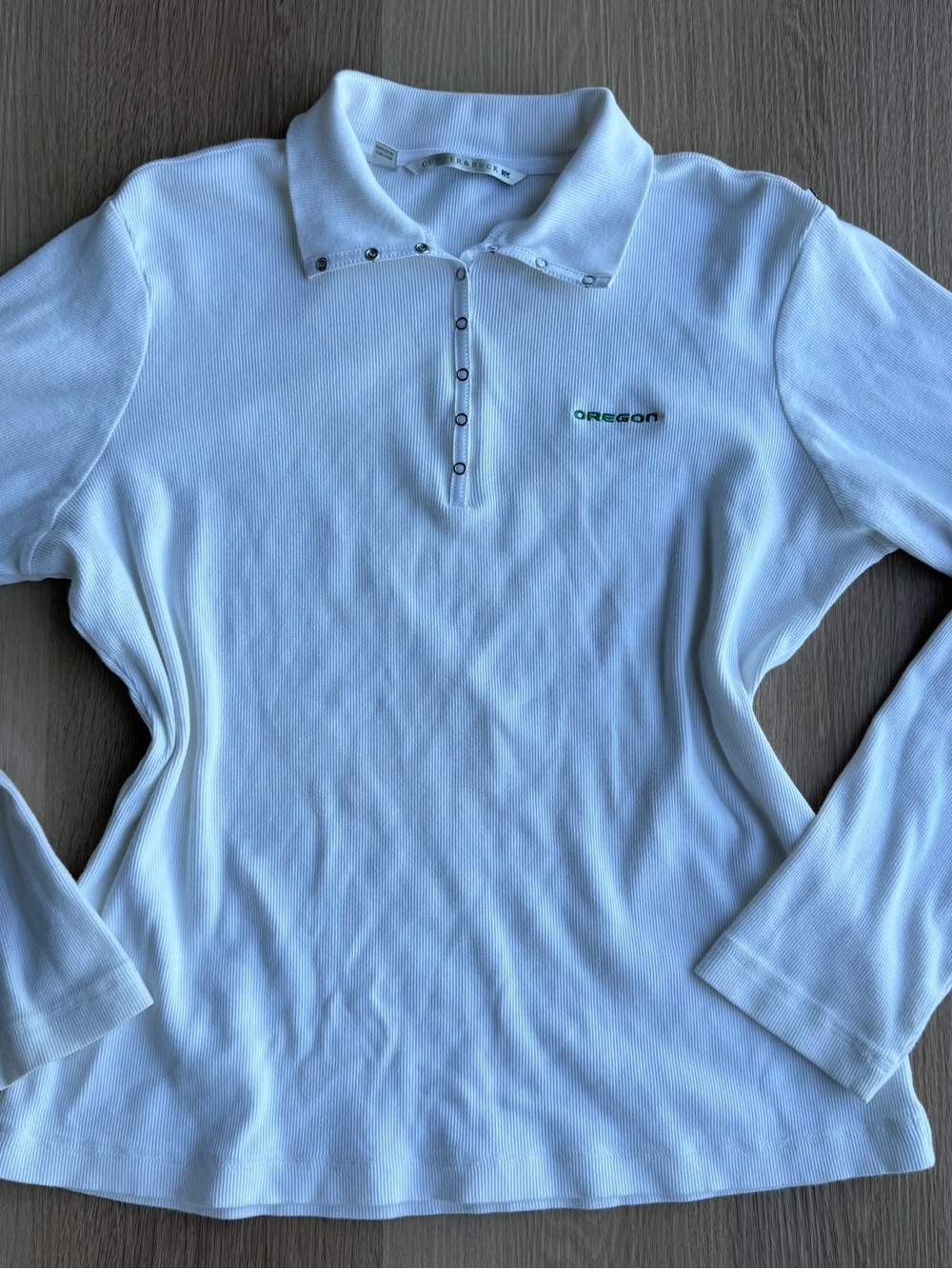Cutter & Buck Oregon Ducks White Long Sleeve Polo with Oregon Embroidery Size L